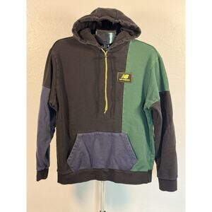 NEW BALANCE Men's Colorblock Pullover Hoodie Retro Style - Black Green Blue - L